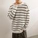 Striped Sweater Men's Autumn And Winter Loose Pullover Sweater Versatile, Thick Base Knit Sweater_viptrois.com