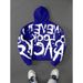 Men's Clothing Young Street Graffiti English Words Trendy Graffiti Font Print White Hooded Sweatshirt_viptrois.com