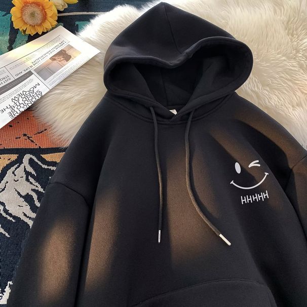 "Unisex Smiley Fleece Hoodie – Winter Pullover With Zip-Up & 3D Pockets (M-5XL, 8 Colors)"_viptrois.com