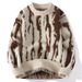 Men's Round Neck Knit Sweater – Color-Block Striped Pullover, Warm & Stylish For Autumn & Winter_viptrois.com