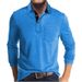 Men's Classic Long Sleeve Polo Shirt - Comfortable & Stylish Casual Tops For Fall & Winter (White, Gray, Black, Navy, Khaki, Dark Green, Rose Red)_viptrois.com