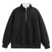 Pure Pure American Style Heavyweight Stand Collar Sweatshirt For Men, Autumn Winter New Trendy Brand, Solid Color Casual Loose Fit_viptrois.com