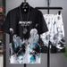 Summer New Casual Ice Silk Set For Men Teen Boys Trendy Short Sleeve T-Shirt And Shorts Sports_viptrois.com