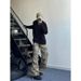 American Style Camouflage Men's Autumn Hip-Hop Loose Straight Jeans Cargo Parachute Pants_viptrois.com