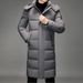 Men's Long Hooded Down Jacket – Korean-Trim Fit With Windproof Tech (M-5XL, Black/Gray)_viptrois.com