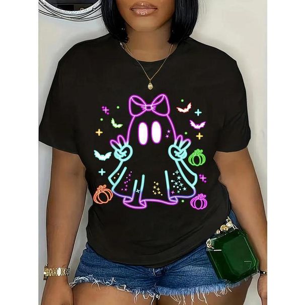 100% Algodón Unisex Boo Fantasma Temporada Espeluznante Camiseta Brillante Para Niñas Noche Halloween Ropa De Mujer_viptrois.com