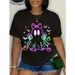 100% Algodón Unisex Boo Fantasma Temporada Espeluznante Camiseta Brillante Para Niñas Noche Halloween Ropa De Mujer_viptrois.com