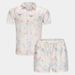 Men's Clothing Summer New Style Trend Two Piece Casual Printed Men's Lapel Short Sleeved Shirt Suit_viptrois.com