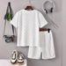 Kid's Clothing 2024 Spring and Summer Three-dimensional White Fabric Short-sleeved T-shirt & Shorts Two-piece Set_viptrois.com