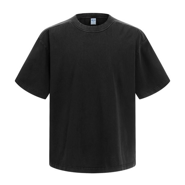 Men's Neckline-Shoulder Rib Knit Seamless Tee – Aztec Washed Vintage Distressed Crewneck (Streetwear Essential Top)_viptrois.com