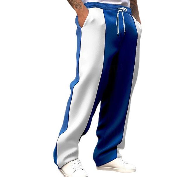 Men's New Casual Sports Loose Pants Drawstring Waist Jogging Quick Dry Splicing Color Collision Pants_viptrois.com