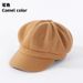 Solid Color Woolen Newsboy Cap For Women Autumn Winter Thickened Warm Beret Painter Hat_viptrois.com