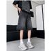 Men's Retro Trendy Distressed Denim Shorts Loose Straight Leg Five Point Jacquard Pants American Niche Trendy Brand_viptrois.com