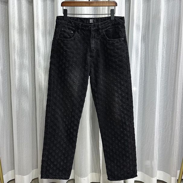 Men's Clothing Pants High Street Ins Trendy Brand Jacquard Full Print Design Jeans Men's Loose Wide Leg Pants Trend_viptrois.com