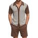 Men's Clothing American Style Jacquard Knitwear Set Summer Casual Short Sleeve Polo Shirt And Shorts Two-Piece Clothing_viptrois.com