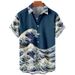 Men's Casual Fashion Wave Print Short Sleeve Shirt 3D Print New Arrivals Men's Clothing_viptrois.com
