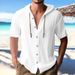 Men's Casual Hooded Shirt – 100% Cotton Breathable Short-Sleeve Beach Top With Sporty Stitching (S-XXXL, 8 Classic Colors)_viptrois.com