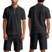 2026 Summer Men's Loose Casual Linen Breathable POLO Shirt Short Beach Sleeve Shorts Set_viptrois.com