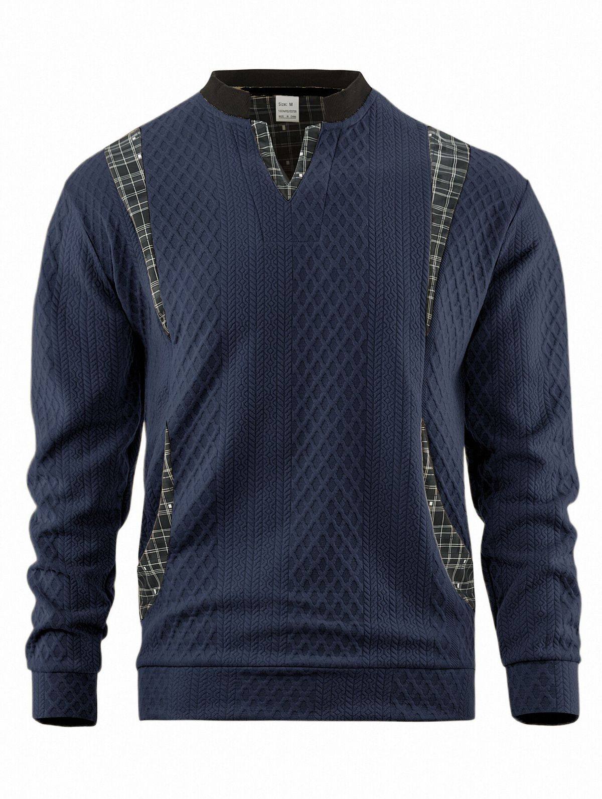 Men's Sweatshirt Contrast Color Pullover Sweater Independent Station Hot Selling V Neck Top Trend_viptrois.com