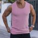 Men's Clothing Knitted Thick Striped Fitness Sports Vest Summer Solid Color Wide Shoulder Casual Fashion _viptrois.com