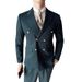 Men's Clothing Men's Slim Fit Double Breasted Gold Suit Jacket Peak Lapel Single Blazer For Formal & Casual_viptrois.com