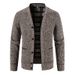 Korean Style Men's V-Neck Cardigan – Thick Knit Sweater Jacket For Autumn & Winter (Light Gray/Dark Gray/Burgundy/Brown/Blue-Gray, M-4XL)_viptrois.com