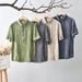 Men's Clothing Ramie Breathable And Comfortable Solid Color T Shirt Chinese Style Retro Casual Shirt_viptrois.com
