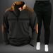 Spring And Autumn Hot Sale Fashion Men's Clothing Chest Ruffle Lapel Zipper Long Sleeve Polo Shirt Men's Suit_viptrois.com
