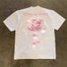 Heavyweight Pure Cotton Oversized T-Shirt For Couples Loose Short-Sleeved Men's And Women's Pink Rose Print Top_viptrois.com