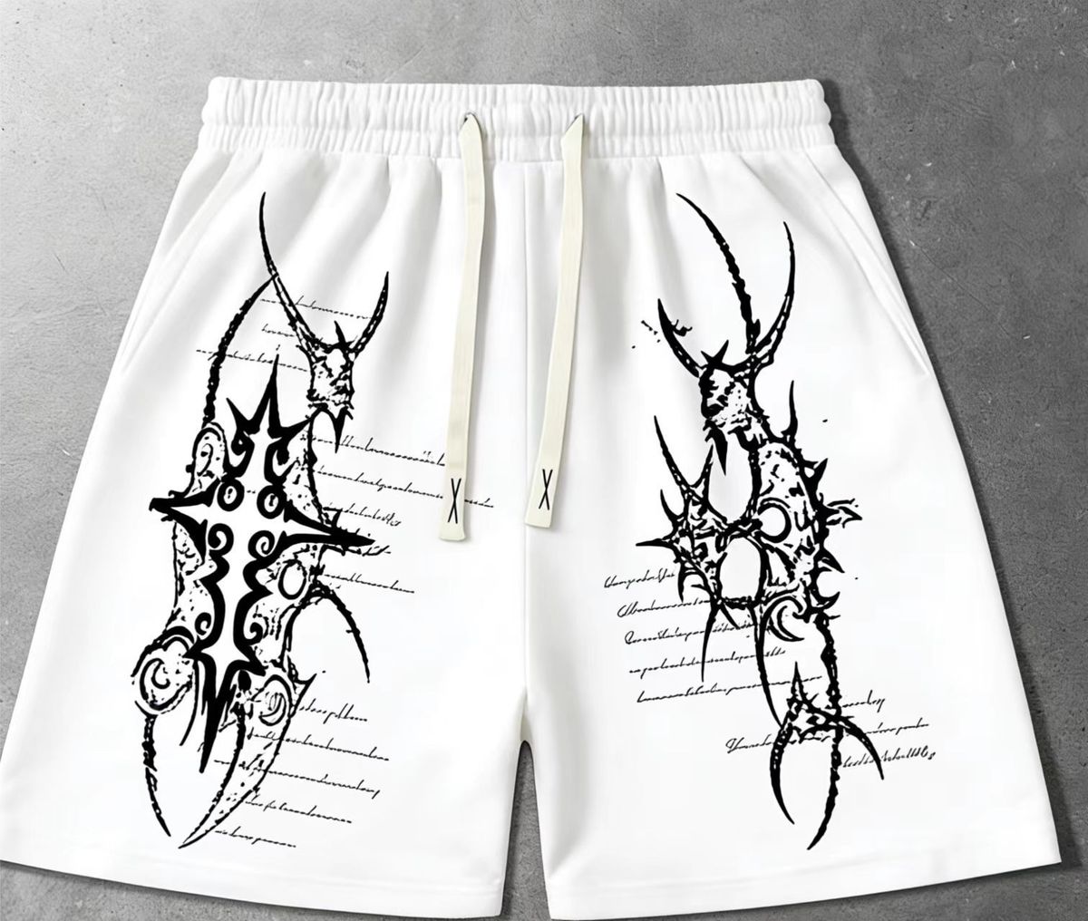 Men's American Style High Street Devil Print Drawstring Shorts Summer Trendy Hip Hop Loose Casual Sports Bottoms_viptrois.com