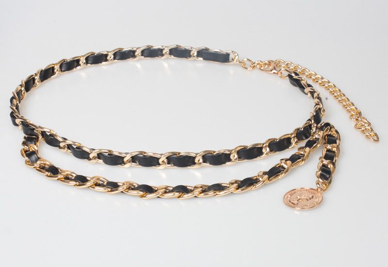 ins chain braided waist chain women's dress sweater chain metal accessories belt decoration women's waist waist seal gold_viptrois.com