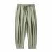 Men's Clothing Spring And Summer Pants Men's Ice Silk Trousers Trendy Casual Pants Loose Straight Pants Handsome Nine Point Sports Pants_viptrois.com