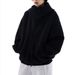 Heavyweight Double-Zip Fleece Hoodie – Oversized Streetwear Pullover With 3D Graphic (M-3XL, Ash Grey/Black)_viptrois.com