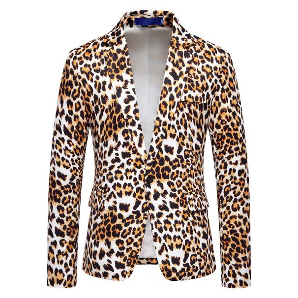 Loom 2024 Autumn European And American Foreign Trade Men's New One-Button Leopard Print Suit Formal Wear Performance Outfit_viptrois.com