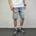 Men's Clothing Washed Ripped Denim Shorts Men's Loose Straight Ink Splash Hiphop Casual Five Point Pants_viptrois.com