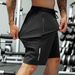 Men's Breathable Nylon Spandex Summer Shorts - High Elasticity, Waist Drawstring, Zipper Pockets, Navy Blue, Ideal For Gym, Hiking_viptrois.com