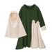 Kids’ Clothing Girls Spring And Autumn Long Sleeved Bow Dress Headscarf Two Piece Children's Clothing Ins Set_viptrois.com