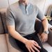 Men's Clothing Old Money Style Henley Collar Knitted Short Sleeved Polo Shirt Fashionable V Neck Trendy Half Sleeved T Shirt Top_viptrois.com