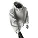White Flower Gray Turtleneck Hooded Sweater Men's And Women's Autumn And Winter American Splicing Embroidered Jacket Stiff Inner Cover_viptrois.com