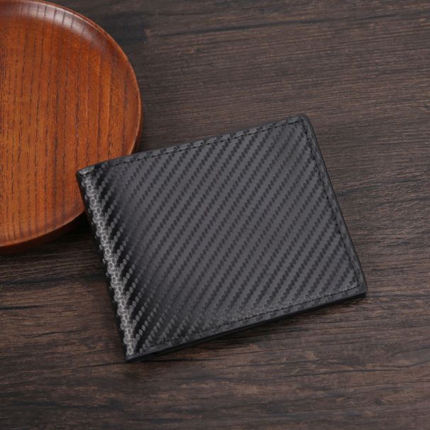 Men's Wallet Card Cases Carbon Fiber Pattern Large Capacity Wallet Multiple Card Slots Simple Style Coin Slot Two Fold Men's Wallet_viptrois.com