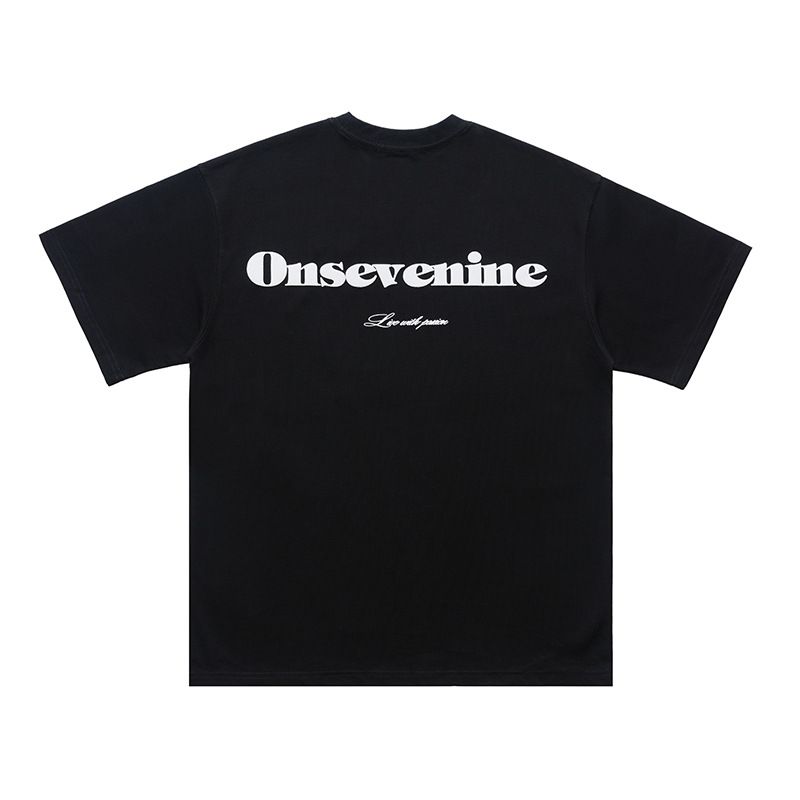 American Style Couple Trendy Brand Foam Text Print High Street Short Sleeve T-Shirt Unisex Summer Top_viptrois.com
