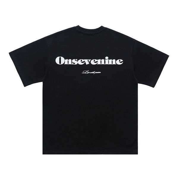 American Style Couple Trendy Brand Foam Text Print High Street Short Sleeve T-Shirt Unisex Summer Top_viptrois.com