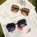 Unisex Accessories Chain Square Frame Sunglasses Metal Chain Buckle Shape Women's Sunglasses Large Square Frame Gradient Color Glasses_viptrois.com