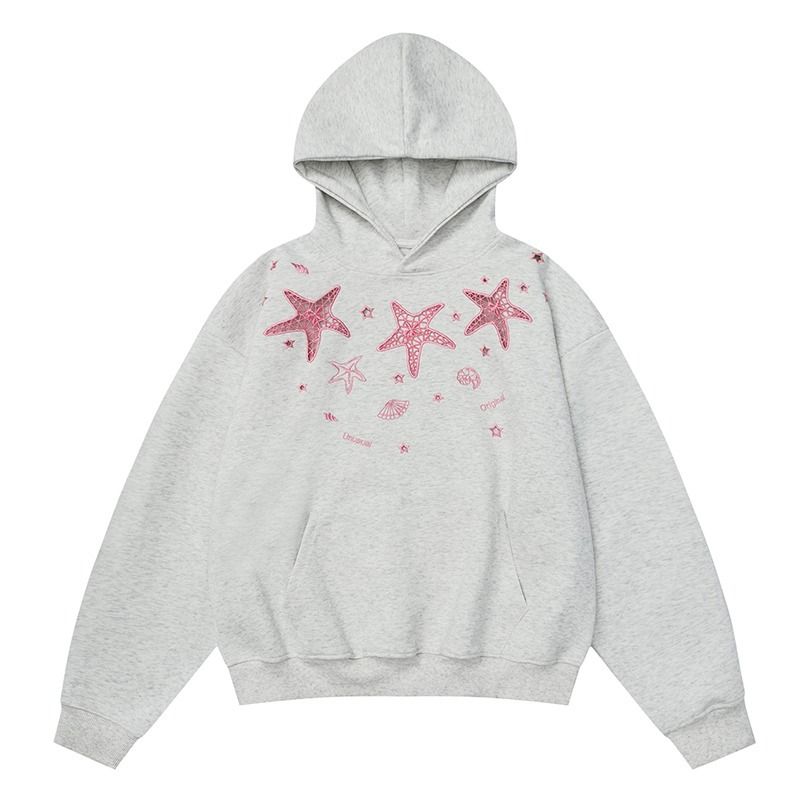 Starfish Print Pullover Hoodie ForMen And Women, New Autumn Loose Fit American Style Casual Sweatshirt_viptrois.com