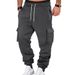Men's Cargo Jogger Pants - Multi-Pocket Elastic Waist Casual Trousers, Streetwear Wide-Leg Sweatpants (Black/Navy/10 Colors, S-XXXL)_viptrois.com