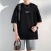 Summer Thin Loose Short Sleeved T-shirt For Men, Breathable Off Shoulder Top, Round Neck Five And A Half Sleeve T-shirt,_viptrois.com
