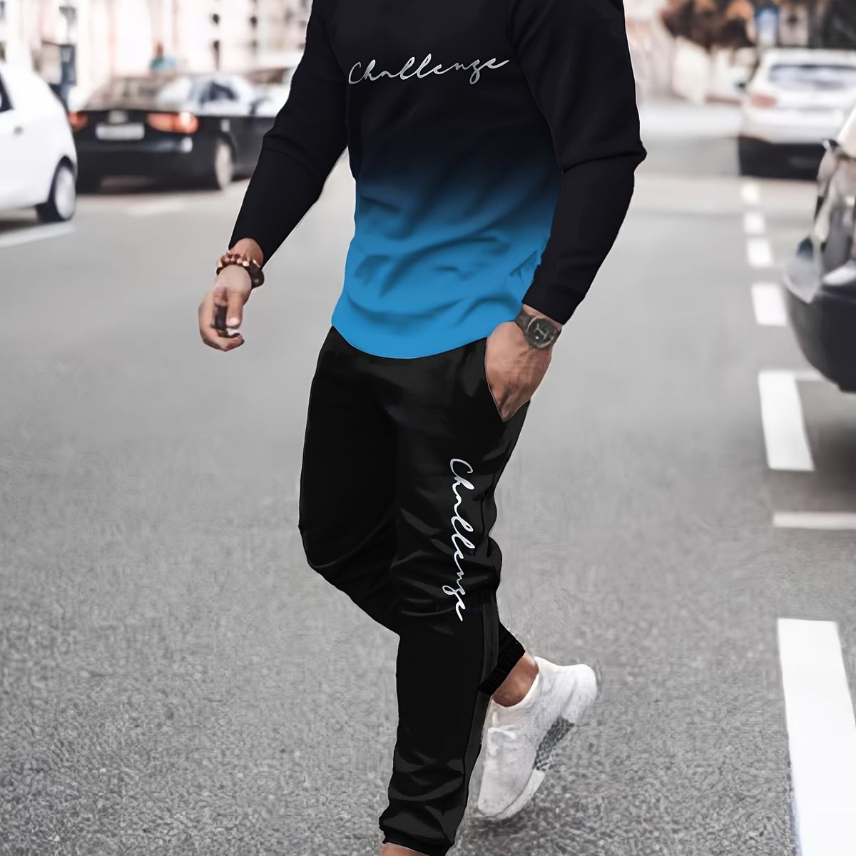 Stylish 3D Digital Print Hoodie & Pants Set - Trendy Two-Piece Outfit With Comfortable Round Neck Design_viptrois.com
