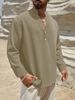 Monochrome Man- Summer European And American Cross-Border Casual Loose Trendy Stand Collar Linen Short Sleeve Solid Color Shirt Plus_viptrois.com