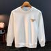 American Casual Graffiti Printed Hoodie Trendy Round Neck Base Shirt Autumn And Winter New Men's White Top_viptrois.com