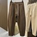 Men's Clothing Internet celebrity hot style fashion sweatpants men's autumn and winter new style loose casual pants solid color wide leg harem pants_viptrois.com